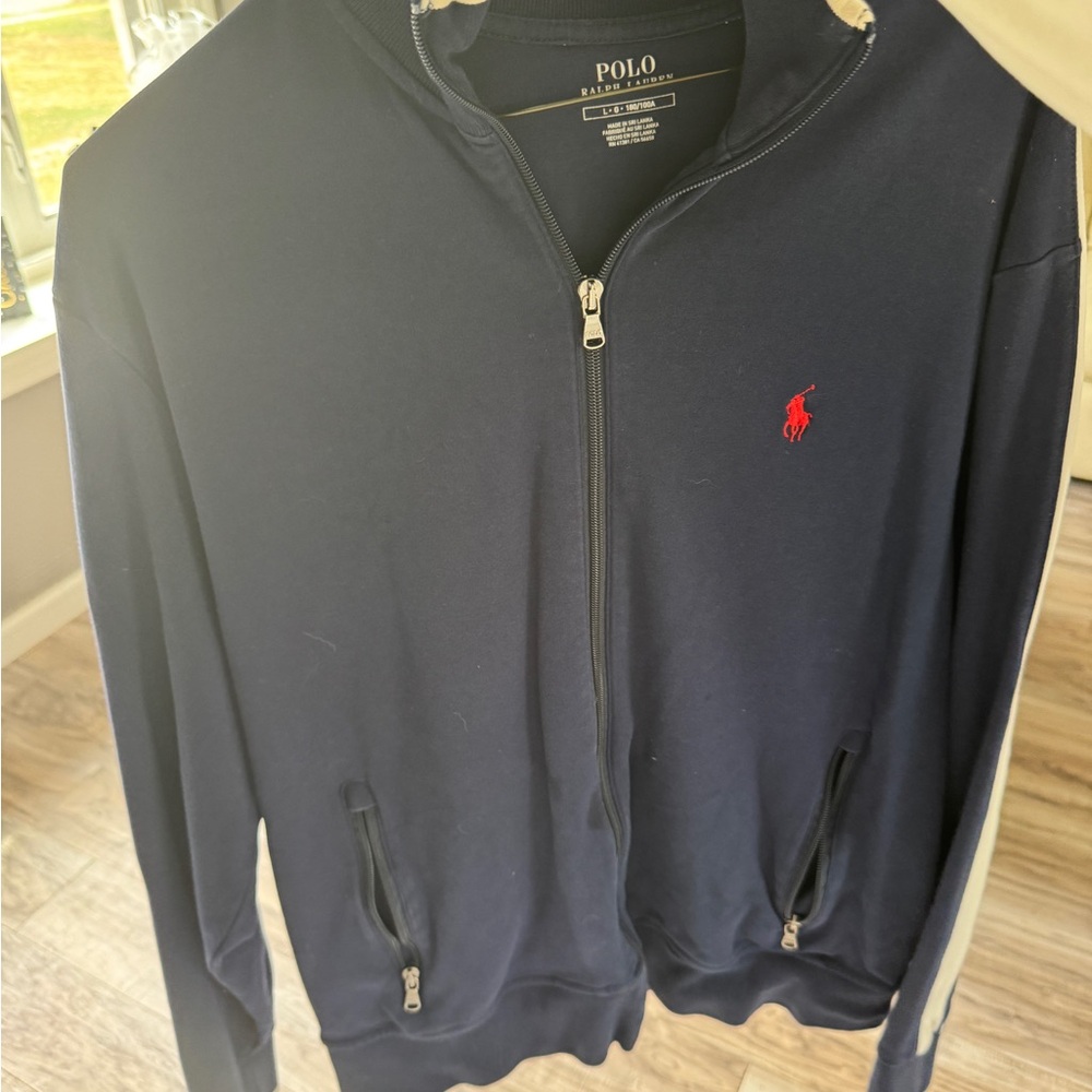 Polo by Ralph Lauren Blue Zip Up Sweater with Embroidered Logo